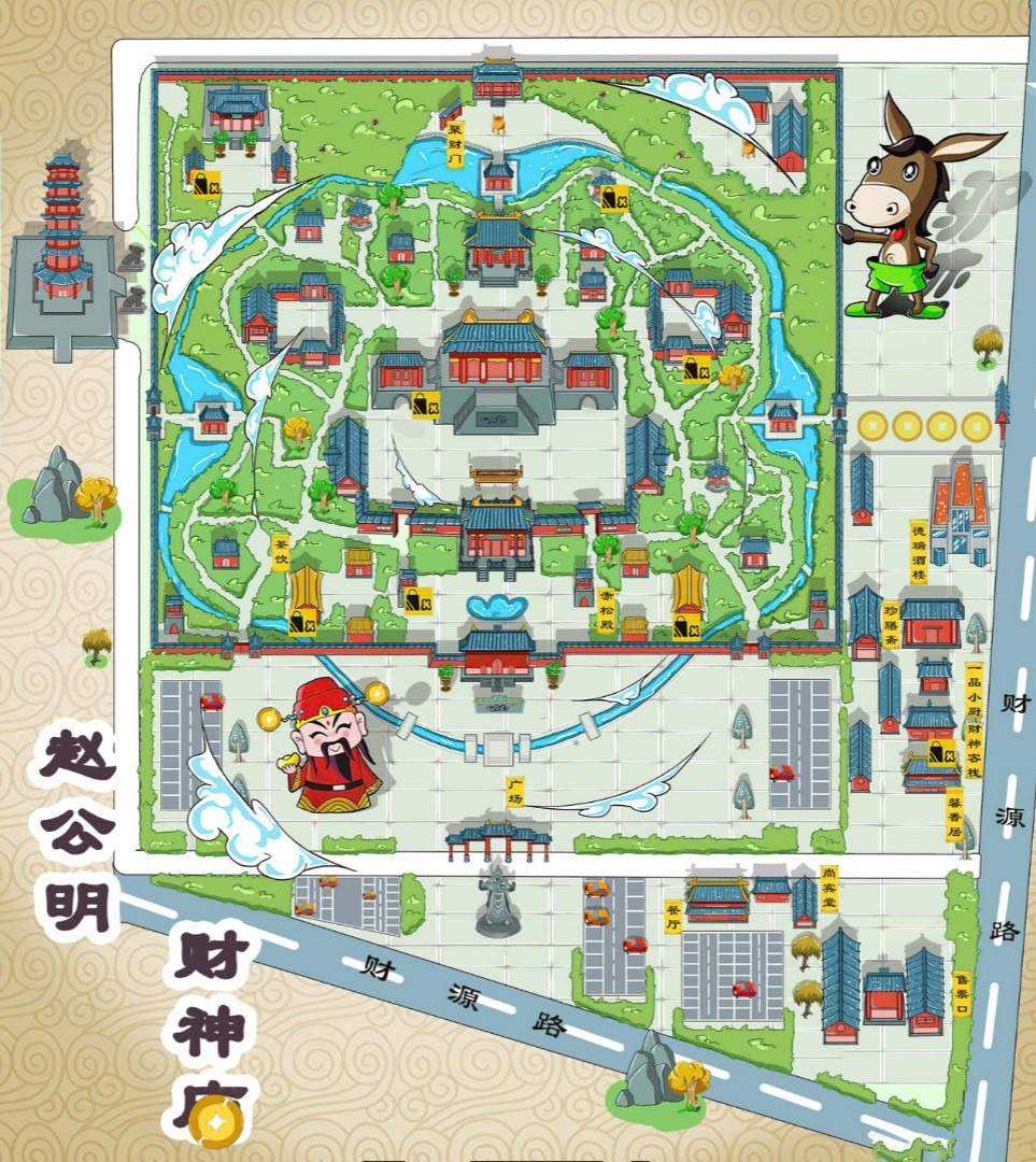 黎安镇寺庙类手绘地图